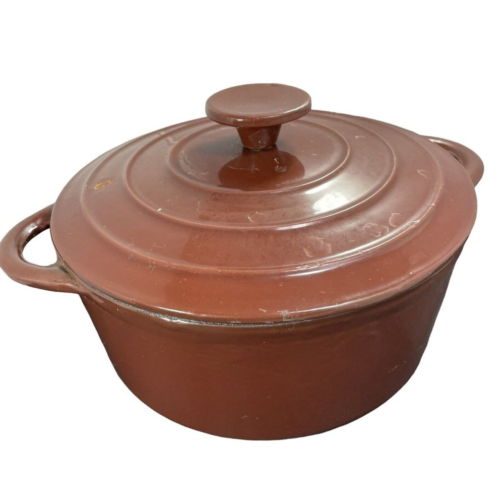 Ruff Hewn 3 Qt Cast Iron Covered Casserole Roast Cooking Pot Cookware Vintage